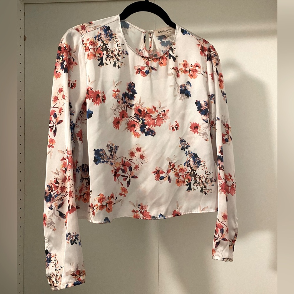 Philosophy Floral Long Sleeve Dress Blouse | Size S